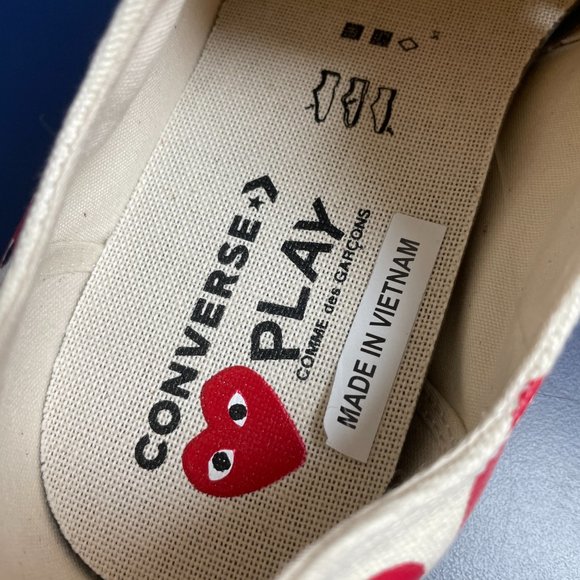 NWOB Comme Des Garçons Play x Converse Chuck 70 Ox "Multi Hearts White" Sneakers - Picture 12 of 14